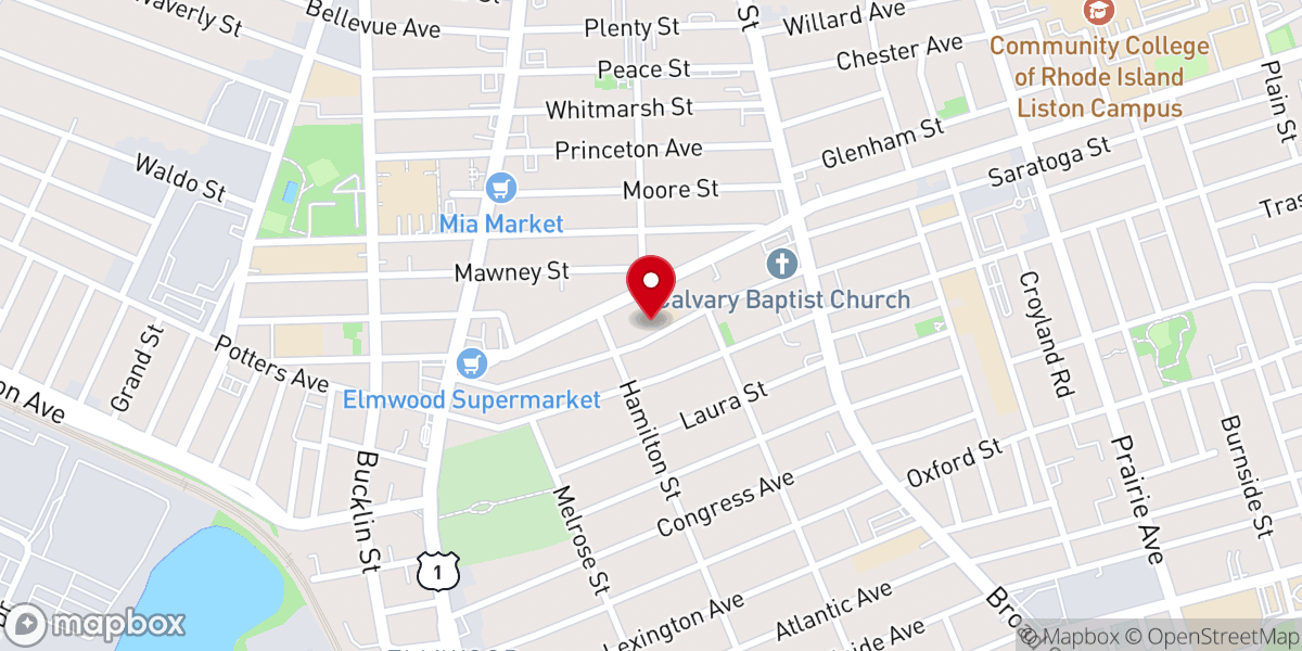 Map showing location of Faith & Hope Baptist Church