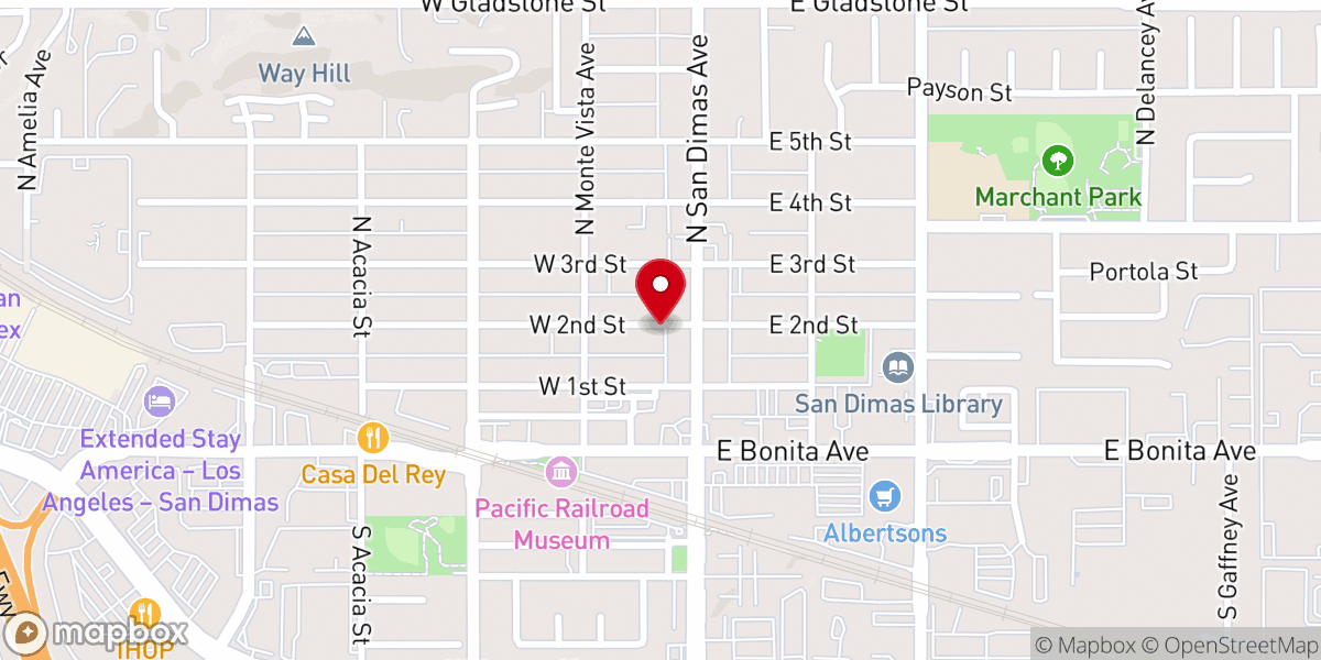 Map showing location of San Dimas United Methodist Church
