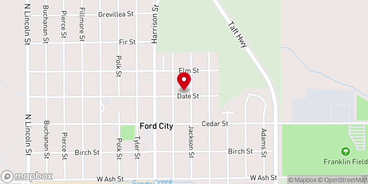 Map showing location of Ford City Missionary Baptist Church
