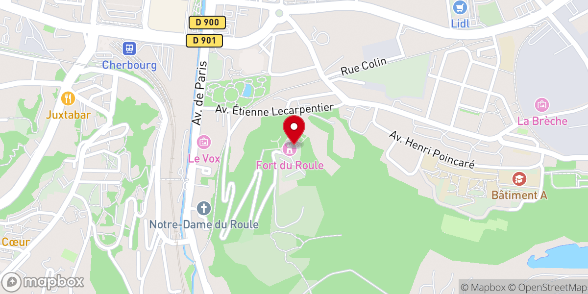 Map showing location of Musée de la Libération au Fort du Roule