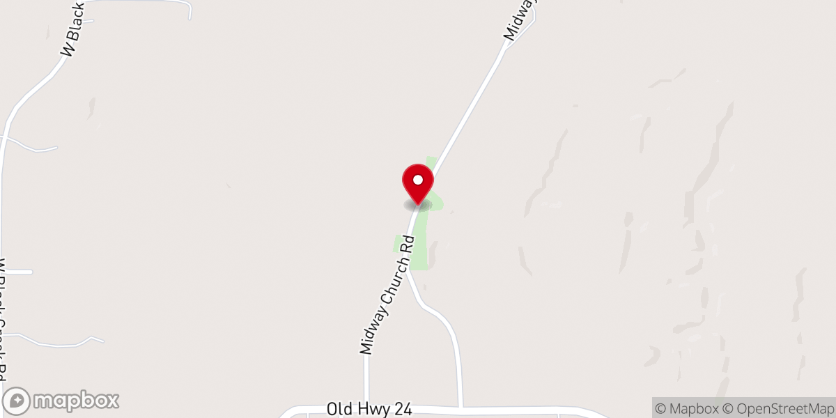 Map showing location of Midway Baptist Church