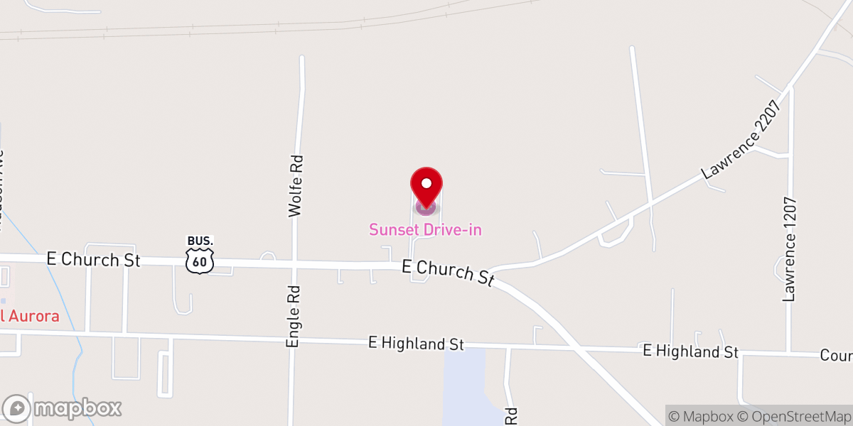 Map showing location of Sunset Drive In Theatre