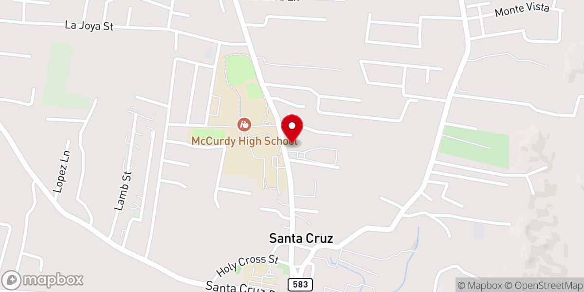 Map showing location of Santa Cruz United Methodist Church