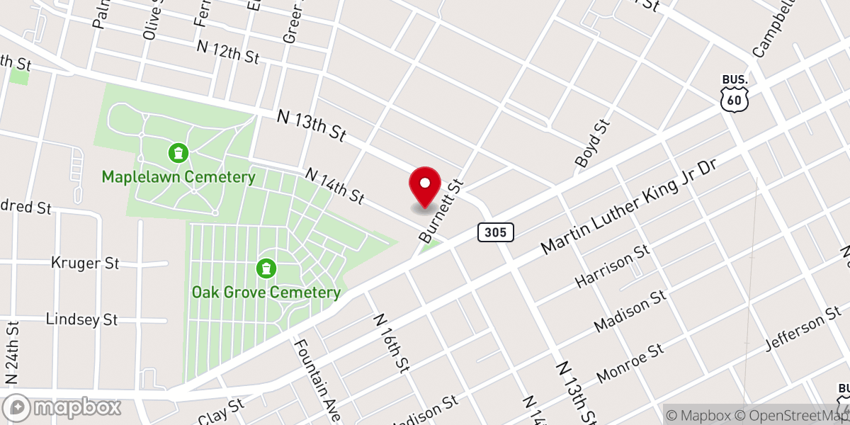 Map showing location of Pleasant Grove Missionary Baptist