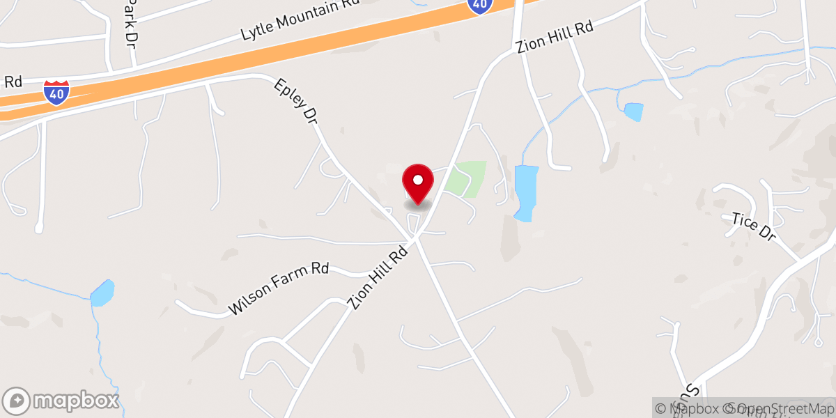 Map showing location of Zion Hill Baptist Church
