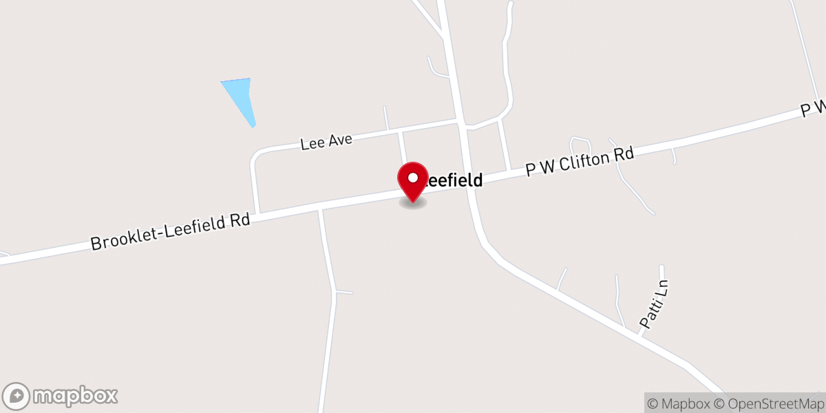 Map showing location of Leefield Baptist Church