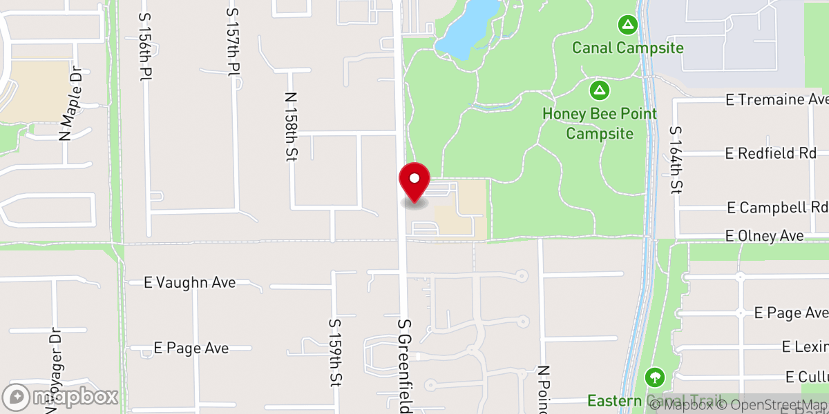 Map showing location of Christ Greenfield Church - Gilbert Campus