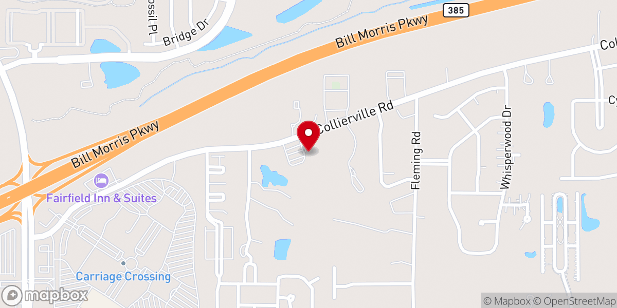 Map showing location of Collierville First Pentecostal Church