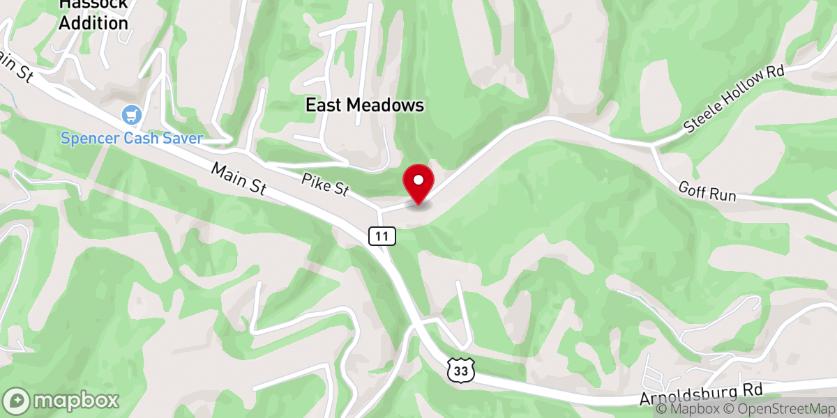 Map showing location of Steele Hollow Community Church