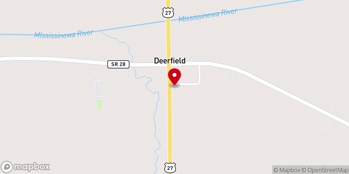 Map showing location of Deerfield Methodist Church