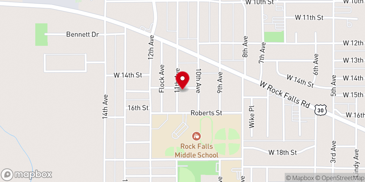 Map showing location of Rock Falls Foursquare Church