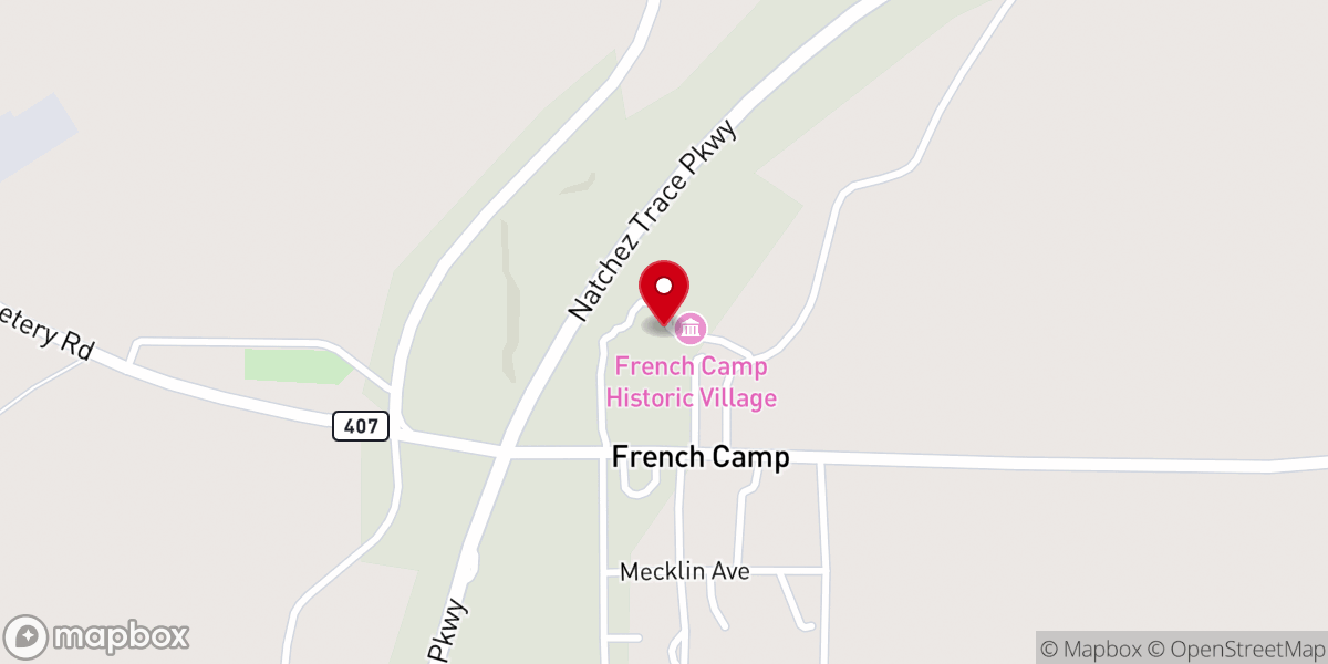 Map showing location of French Camp Historic Village
