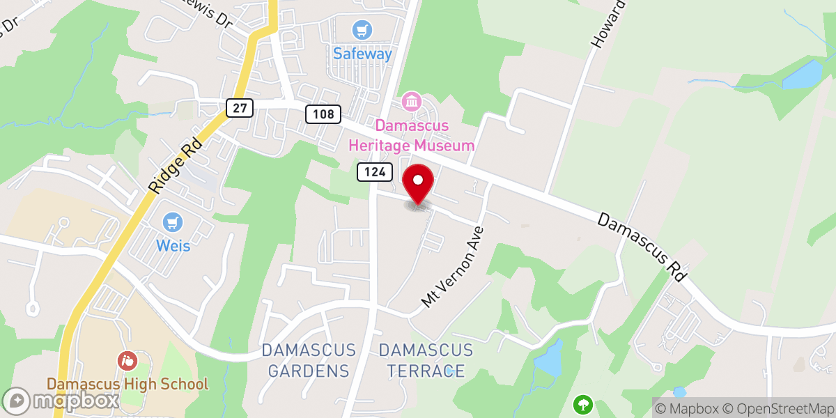 Map showing location of Damascus United Methodist Church