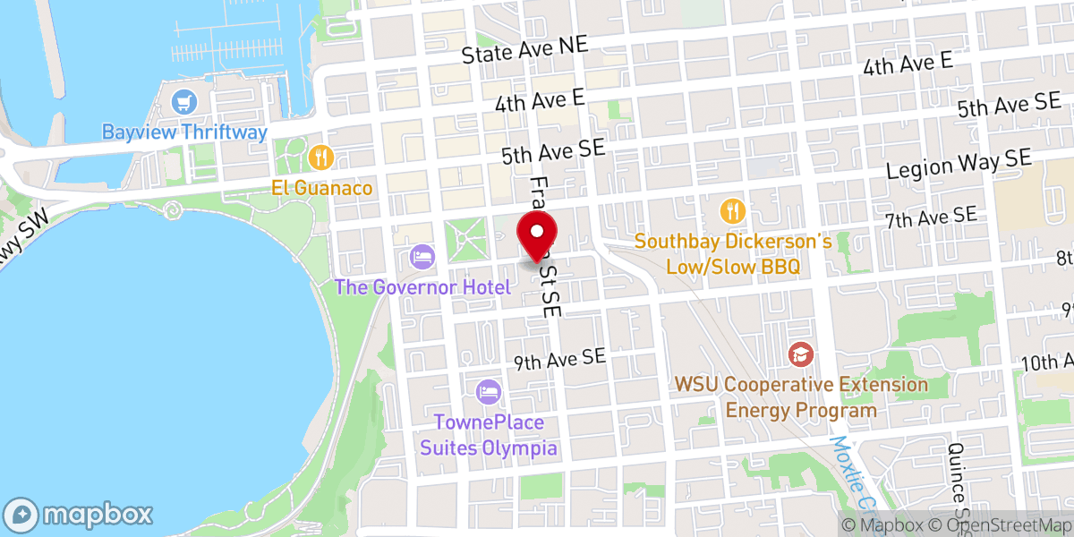 Map showing location of First Christian Church Olympia