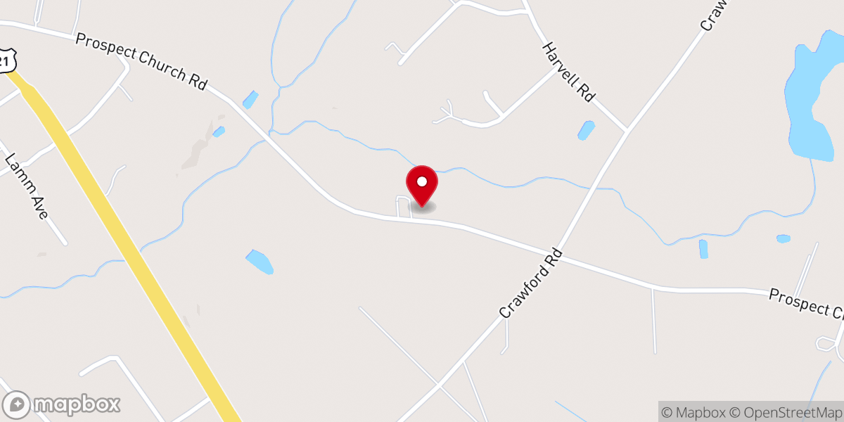 Map showing location of Prospect Free Will Baptist Church
