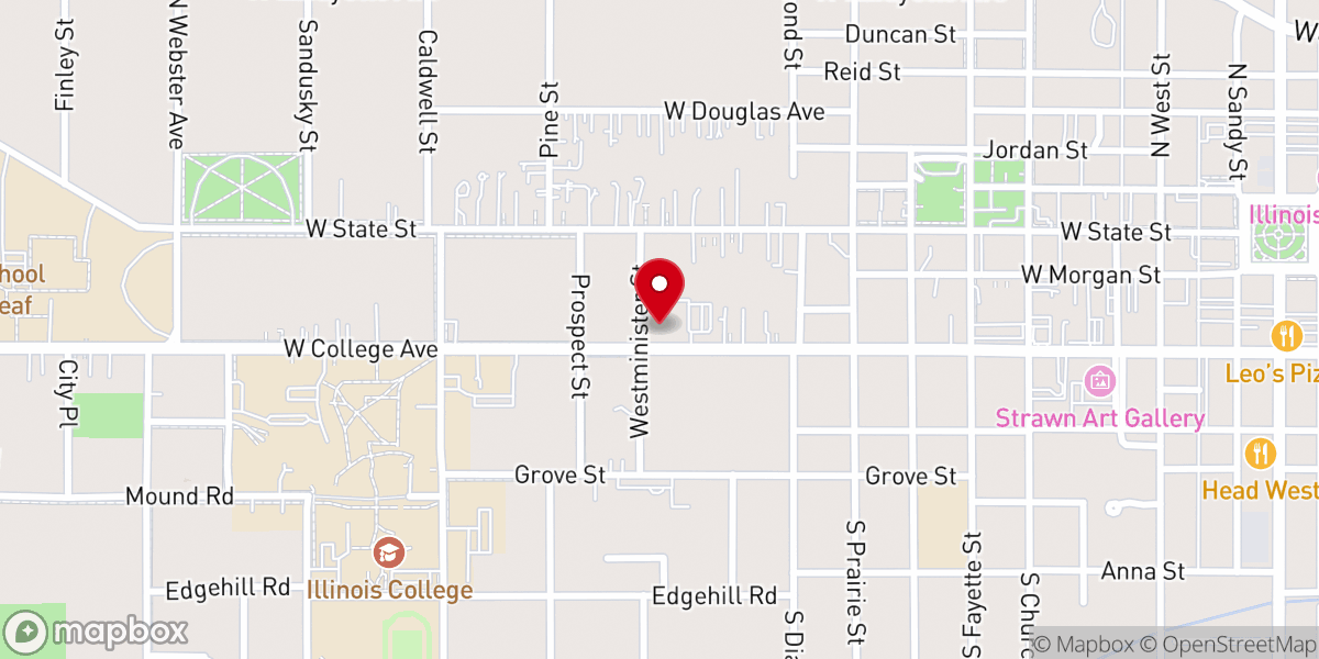 Map showing location of Westminster Presbyterian Church