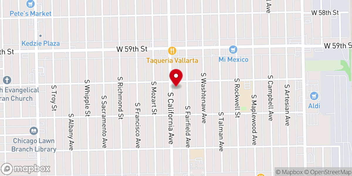 Map showing location of First Baptist Church of Marquette Manor