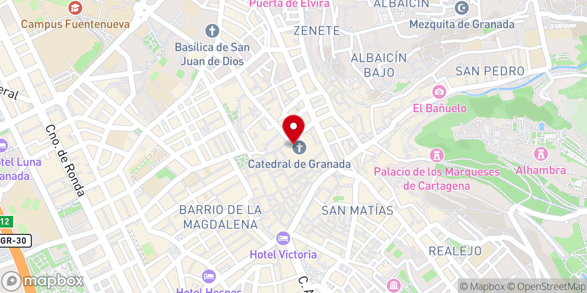 Map showing location of Torre del Reloj de la Catedral de Granada