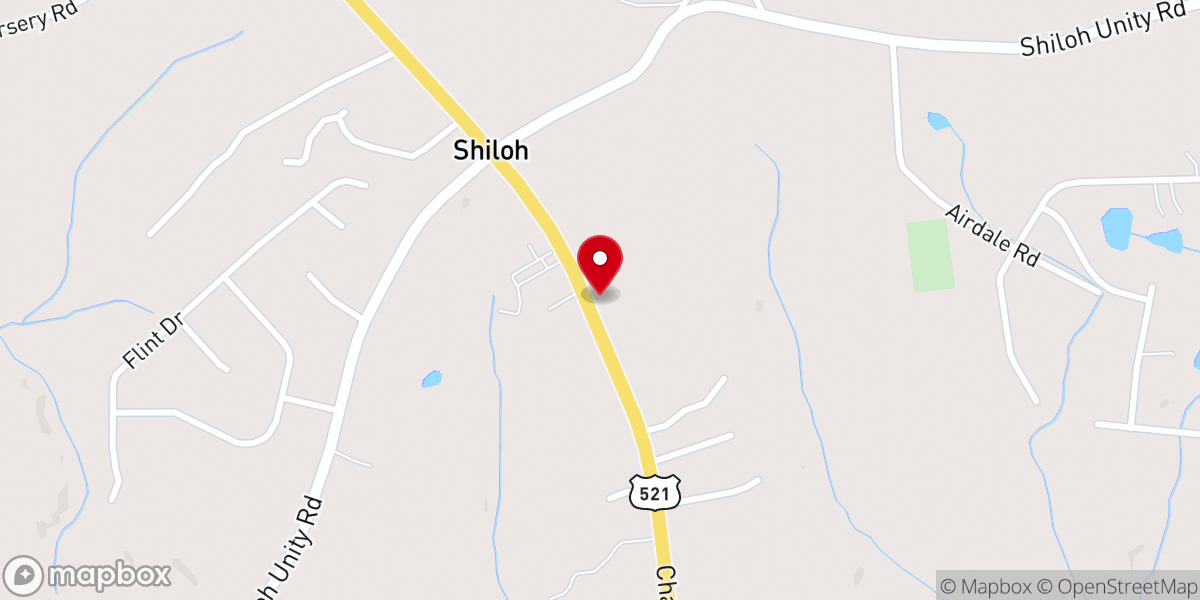 Map showing location of Taylor's Grove Baptist Church
