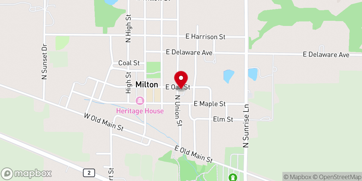 Map showing location of Milton Christian Church
