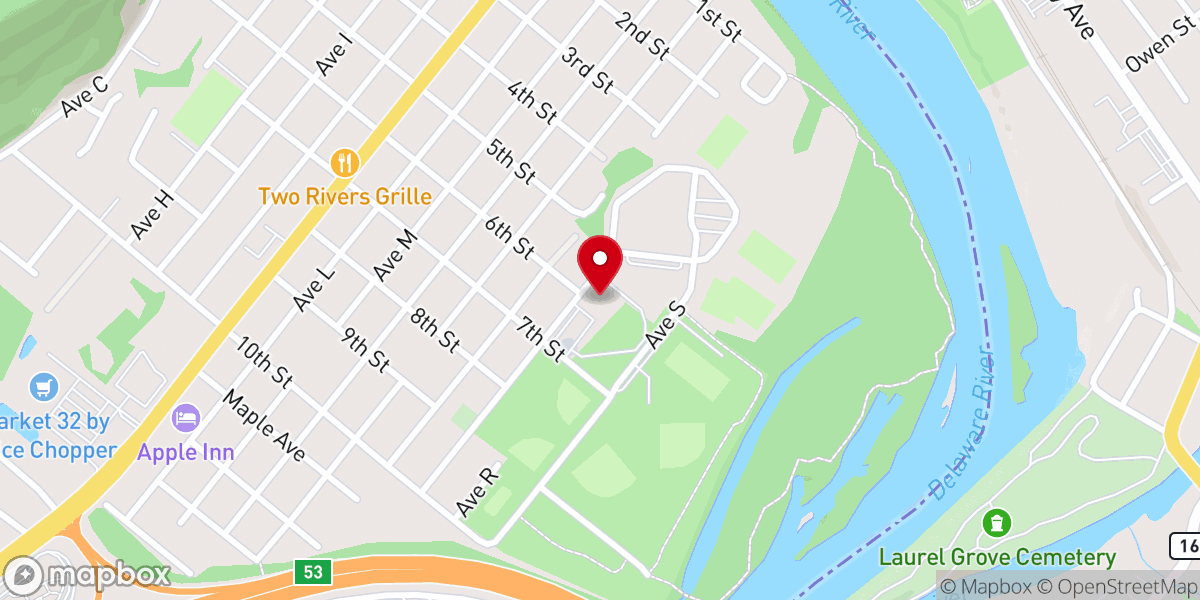 Map showing location of New Life Church of Milford