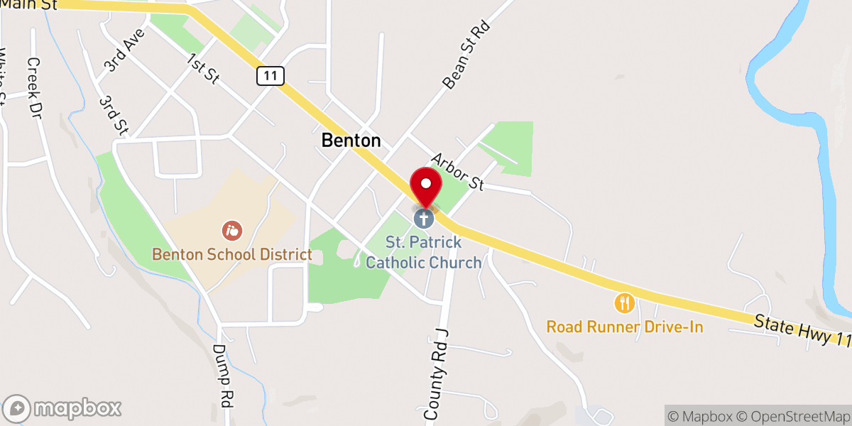 Map showing location of St Patrick's Church
