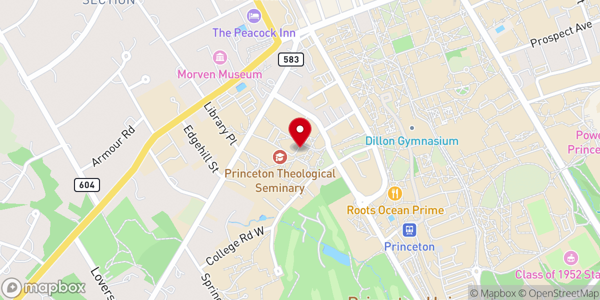 Map showing location of Princeton Theological Seminary