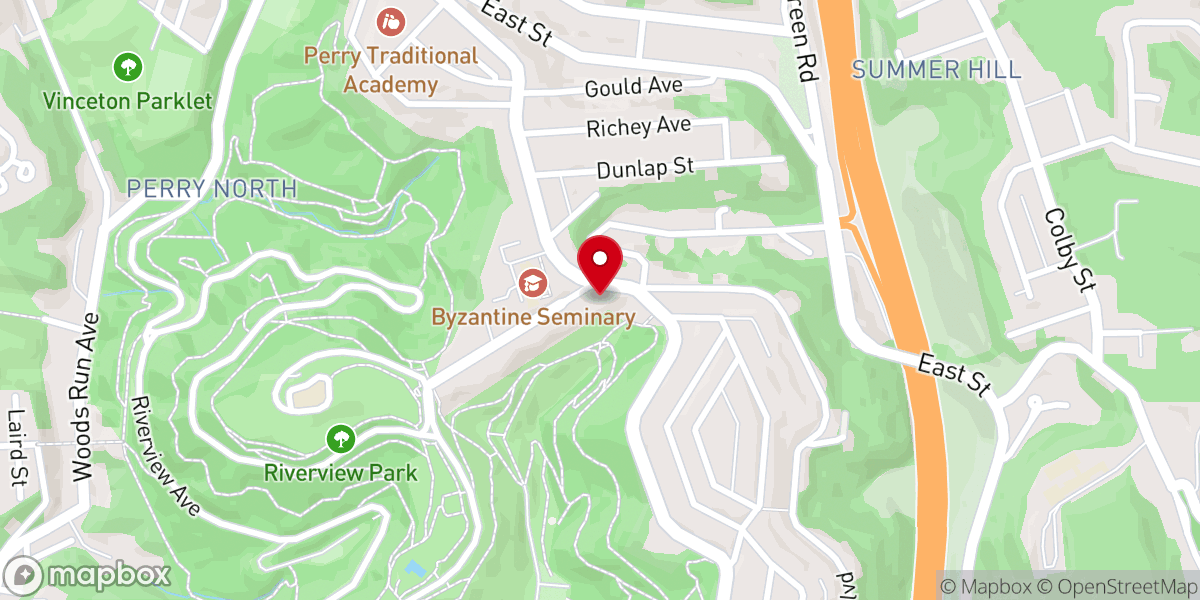 Map showing location of Riverview United Presbyterian Church of Pittsburgh