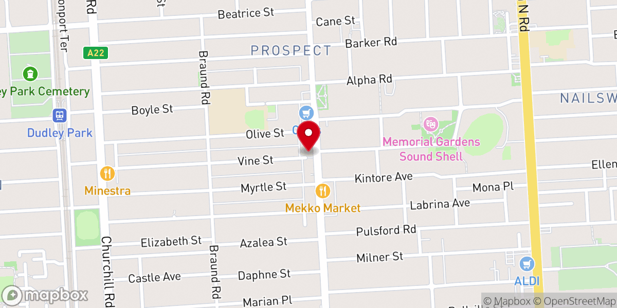 Map showing location of Adelaide Church of Christ
