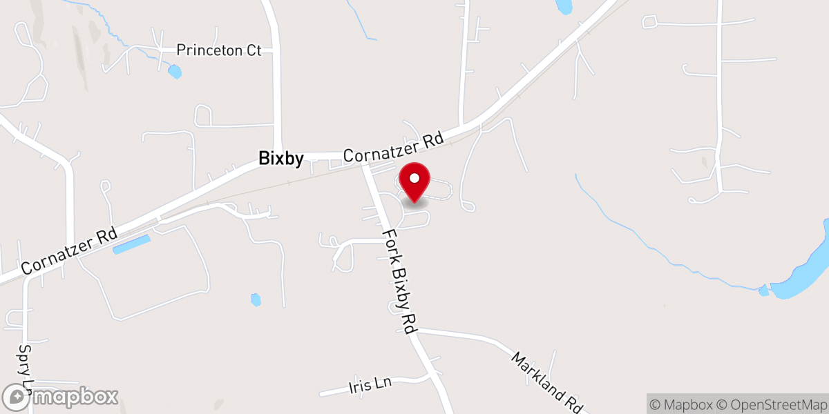 Map showing location of Bixby Presbyterian Church