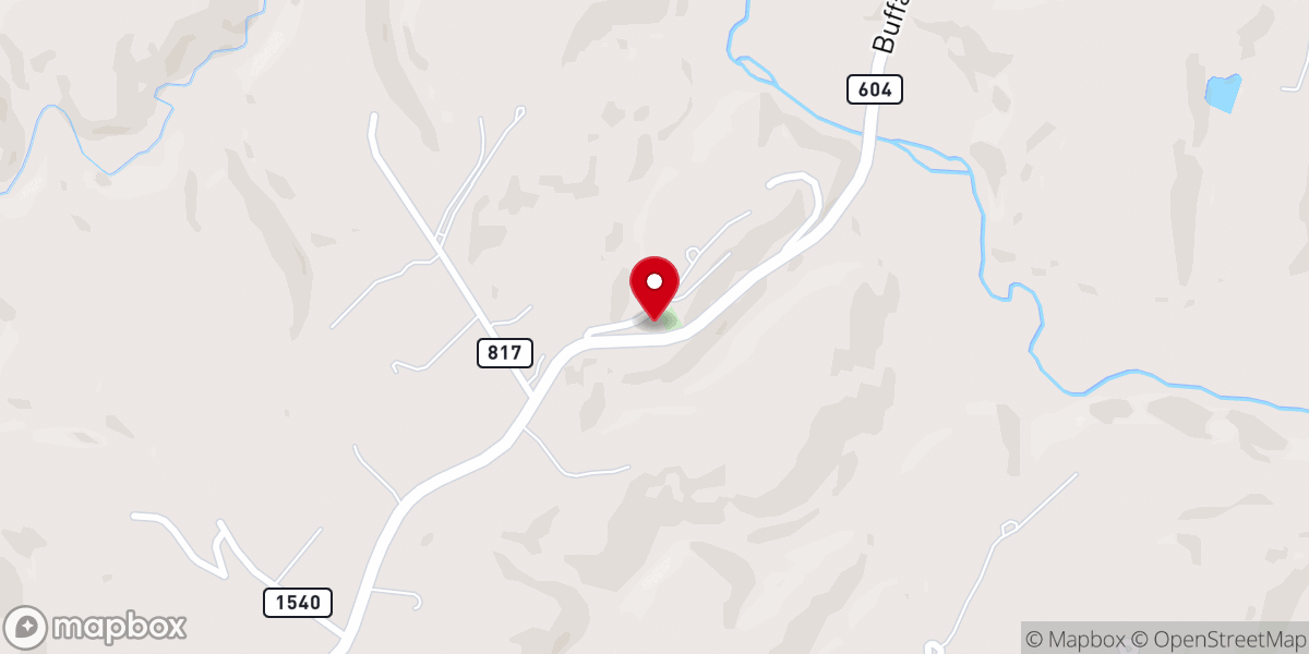 Map showing location of Pine Ridge Church
