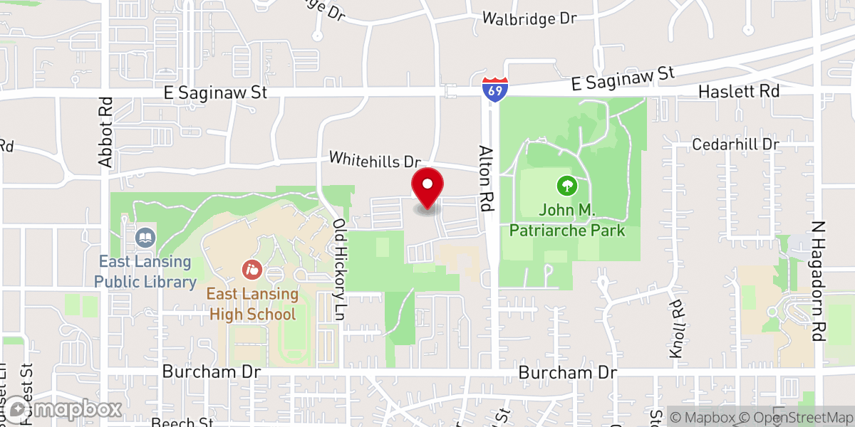 Map showing location of St. Thomas Aquinas Parish and St. John Church & Student Center