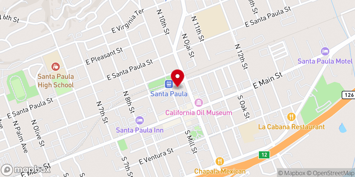 Map showing location of Santa Paula United Methodist Church