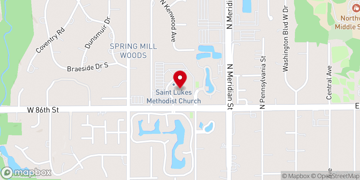 Map showing location of St. Luke's United Methodist Church - North Indy Campus
