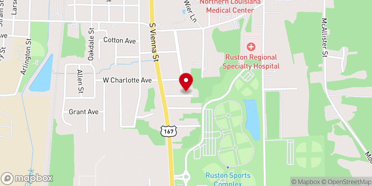 Map showing location of Southside Baptist Church