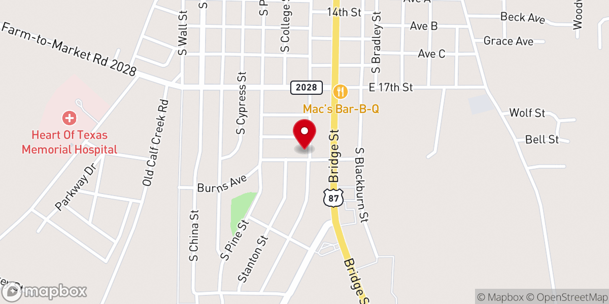 Map showing location of South Side Church of Christ