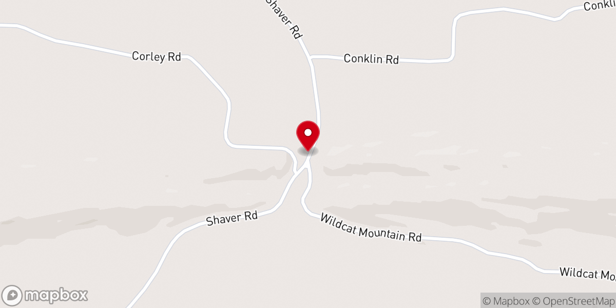 Map showing location of Shaver Church