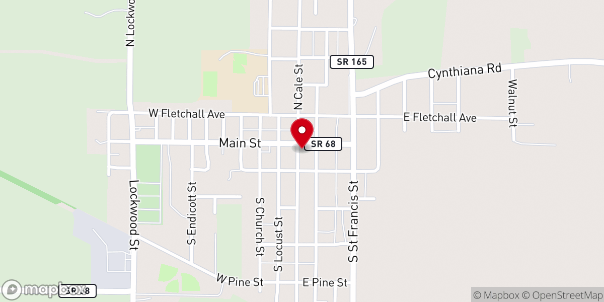 Map showing location of Poseyville Christian Church