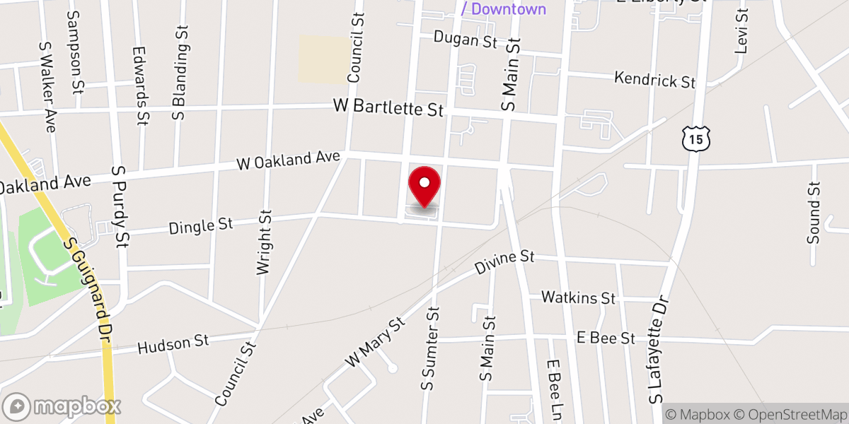 Map showing location of First Baptist Missionary Church