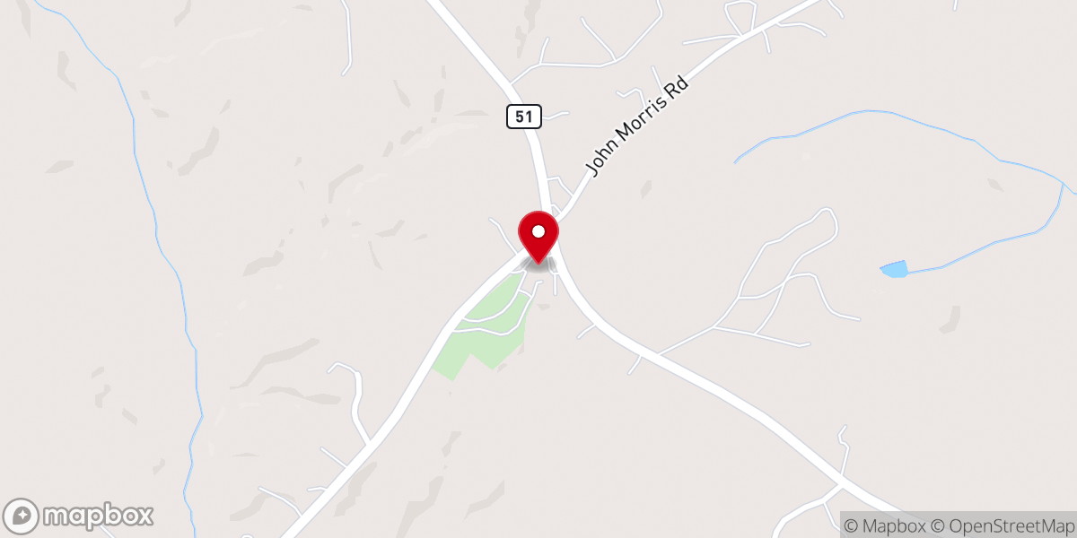 Map showing location of Mt. Carmel Baptist Church