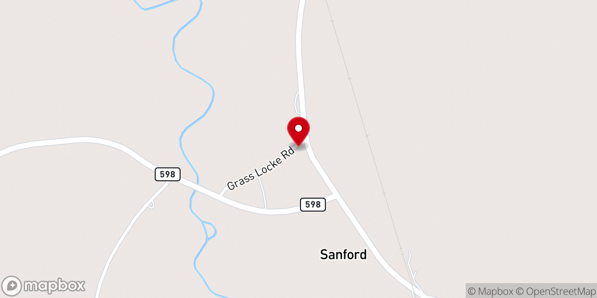 Map showing location of Sanford United Methodist Church