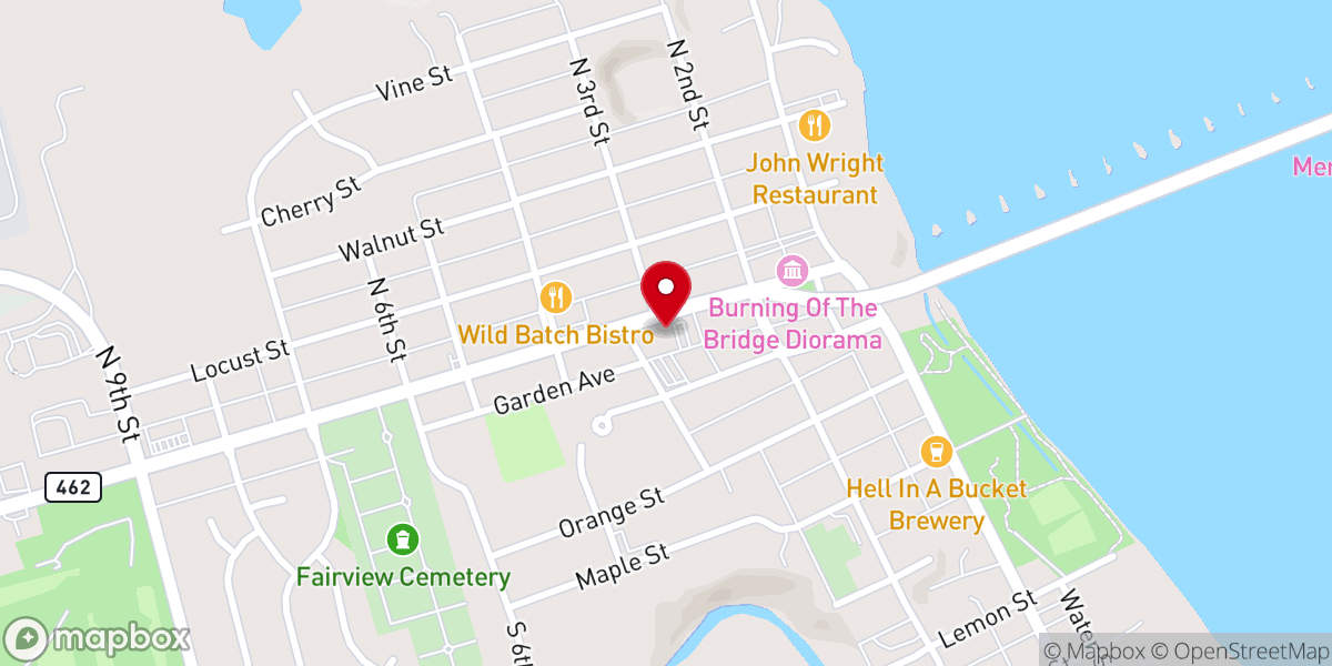 Map showing location of Trinity Lutheran Church