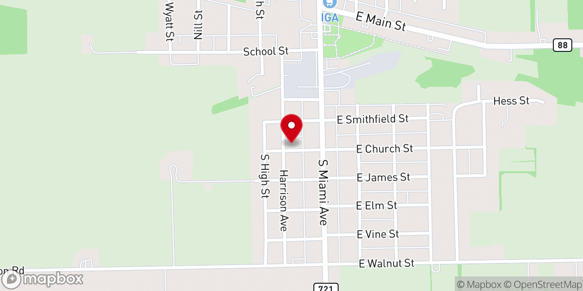 Map showing location of Pilgrim Holiness Church