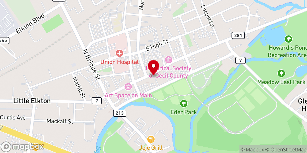 Map showing location of Harvest Church