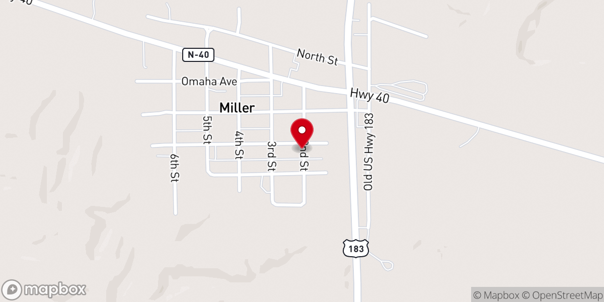 Map showing location of Miller Christian Church