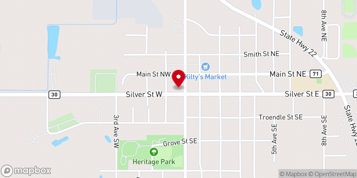 Map showing location of St. Teresa's Catholic Church