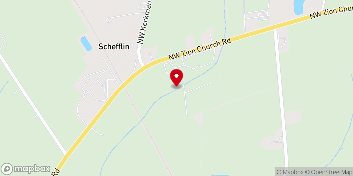 Map showing location of Teufel Holly Farms