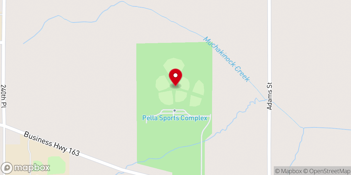 Map showing location of Pella Sports Park