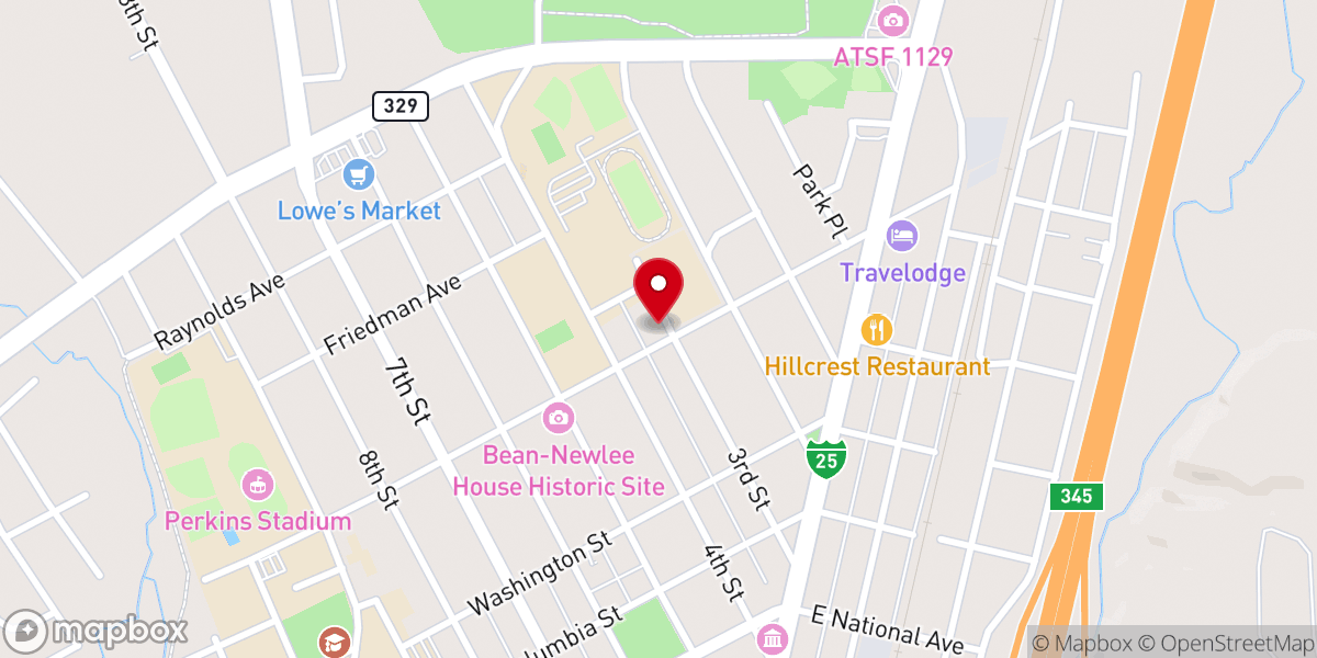 Map showing location of Calvary Baptist Church