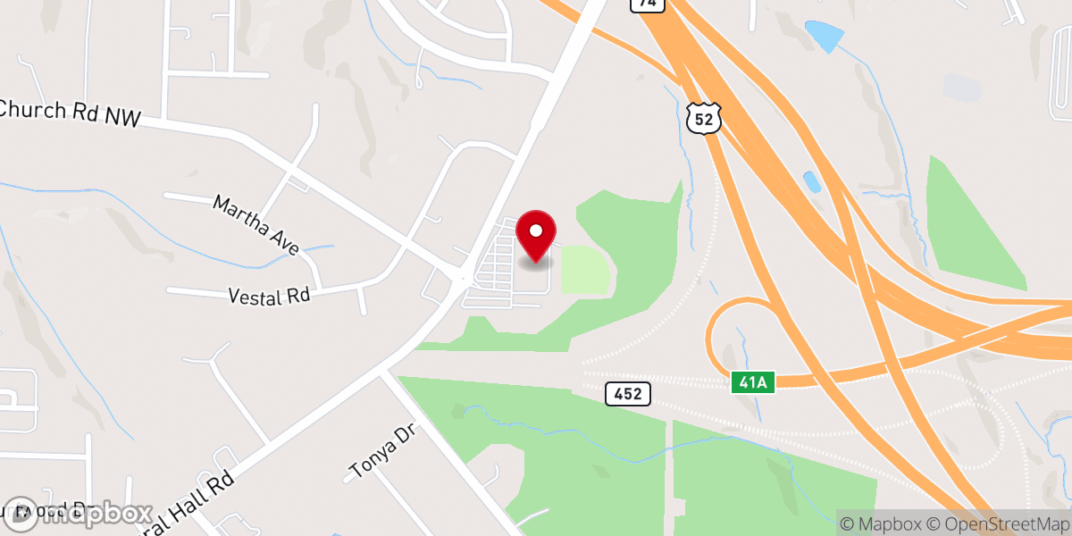 Map showing location of Woodland Baptist Church